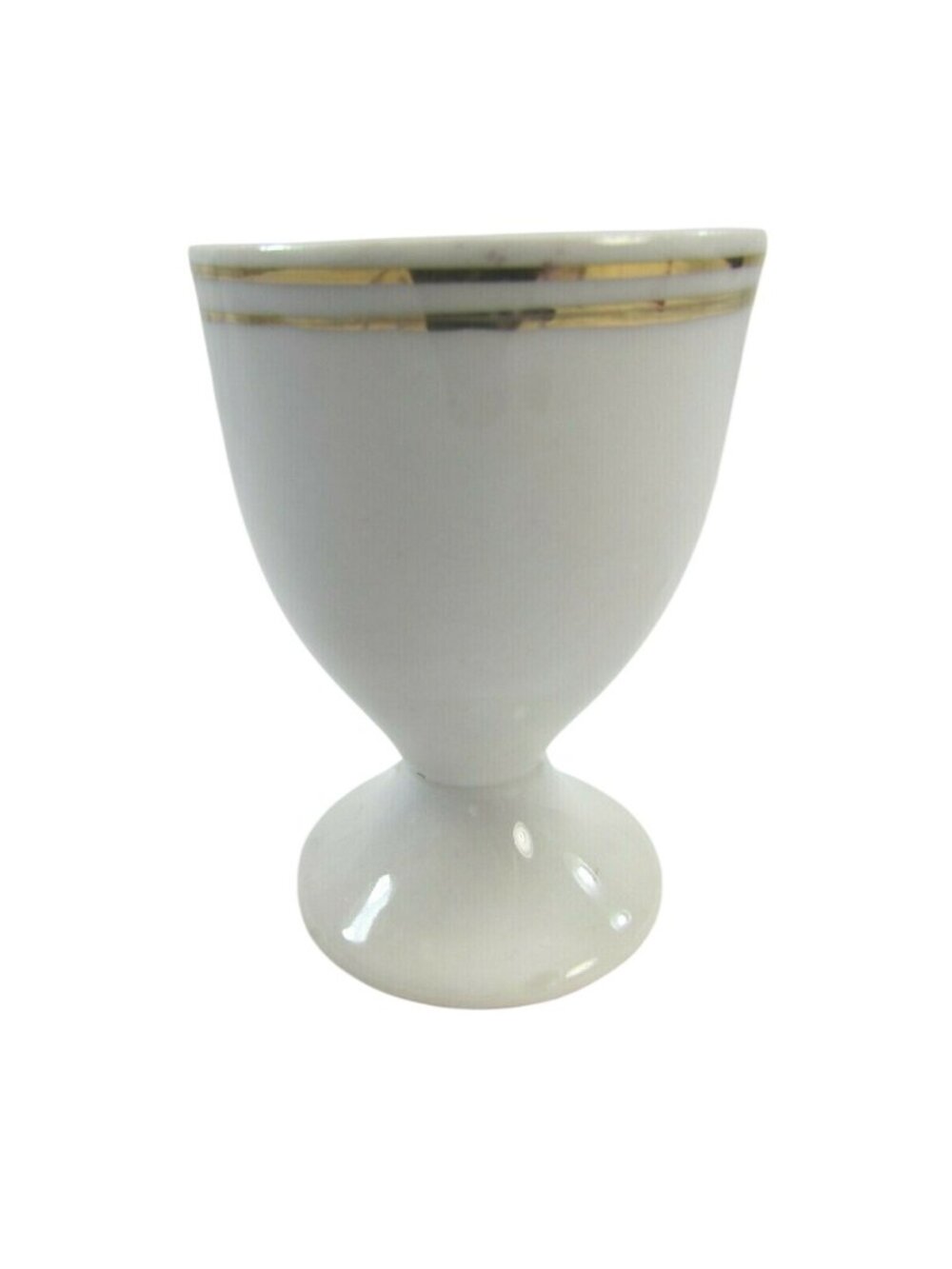 Vintage White China Egg Cup Gold Band Germany 33635